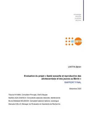 Evaluation du projet « Santé sexuelle et reproductive des adolescent(e)s et des jeunes au Bénin » RAPPORT FINAL